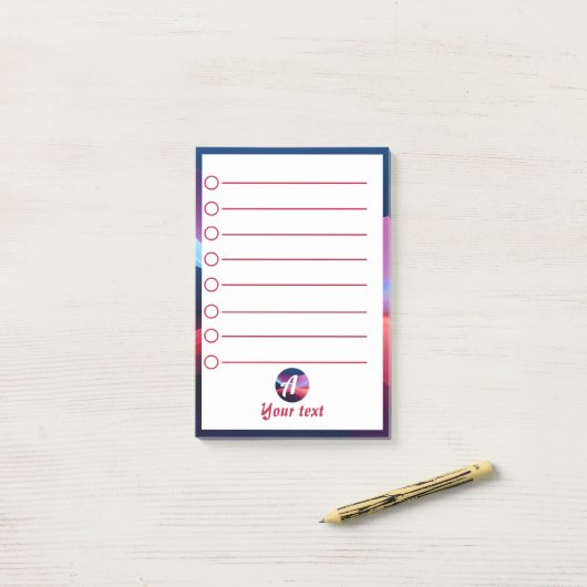 Dunkelblaue lila abstrakte Anfangsnotizen Post-it Klebezettel (Auf Schreibtisch)