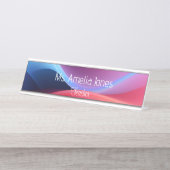 Dunkelblaue lila abstrakte Schule Schreibtischnamensplakette (Vorderseite )