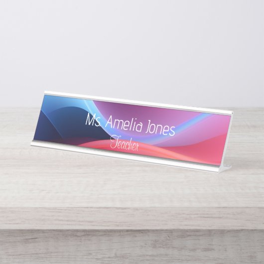 Dunkelblaue lila abstrakte Schule Schreibtischnamensplakette (Vorderseite )