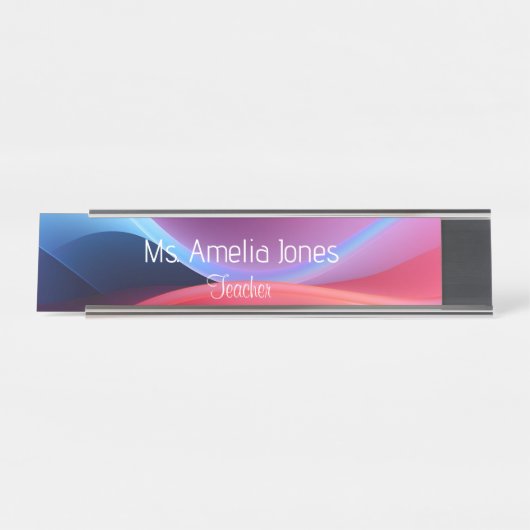 Dunkelblaue lila abstrakte Schule Schreibtischnamensplakette (Vorderseite )