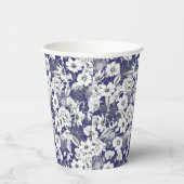 Dunkelblaue Linie zeichnend zarter Blütenhölzer Pappbecher (Rechts)