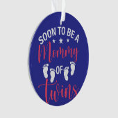 Dunkelblaue Mama, um von Zwillingen zu sein Ornament (Vorderseite)