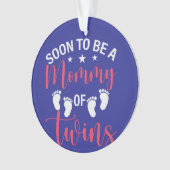 Dunkelblaue Mama, um von Zwillingen zu sein Ornament (Vorderseite)