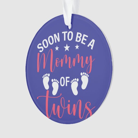 Dunkelblaue Mama, um von Zwillingen zu sein Ornament (Vorderseite)