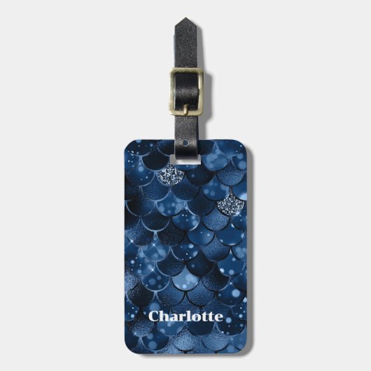 Dunkelblaue Meerjungfrauenwaage Gepäckanhänger (Vorderseite vertikal)