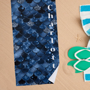 Dunkelblaue Meerjungfrauenwaage Strandtuch