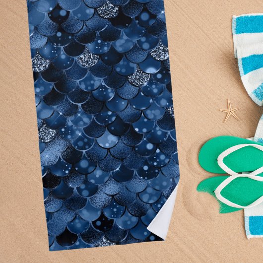 Dunkelblaue Meerjungwaagen Strandtuch