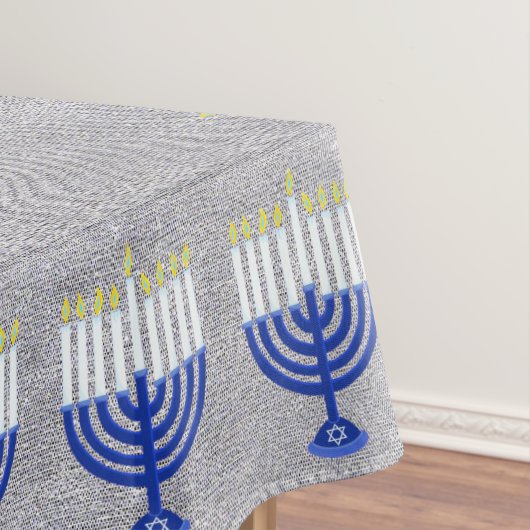 Dunkelblaue Menorah silberne Wohngestaltung Tischdecke (Beispiel)
