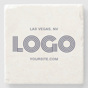 Dunkelblaue, moderne rechteckige Logo-Promo Steinuntersetzer