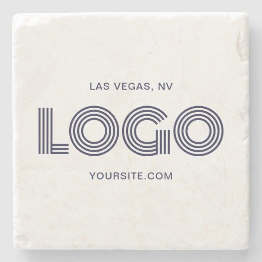 Dunkelblaue, moderne rechteckige Logo-Promo Steinuntersetzer (Vorderseite)