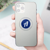 Dunkelblaue Monogram oder Logo hinzufügen | transp Aufkleber (Telefon)