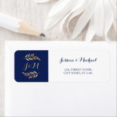 Dunkelblaue Monogramm-Blätter Wreath Wedding (Insitu)