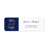 Dunkelblaue Monogramm-Blätter Wreath Wedding (Vorne)