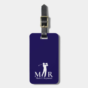 Dunkelblaue Monogramm-Golfer Gepäckanhänger