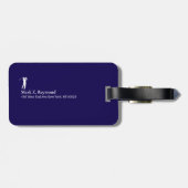 Dunkelblaue Monogramm-Golfer Gepäckanhänger (Rückseite horizontal)