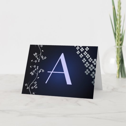Dunkelblaue Monogrammkarten Dankeskarte (Vorderseite)
