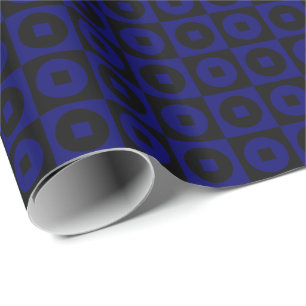 Dunkelblaue Navy und schwarze Quadrat Kreis Geschenkpapier