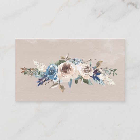 Dunkelblaue, neutrale Blumenzettel Begleitkarte (Rückseite)