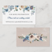 Dunkelblaue, neutrale Blumenzettel Begleitkarte (Vorne/Hinten)