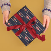 Dunkelblaue Nussknacker Retro-Weihnachtsmuster Geschenkpapier