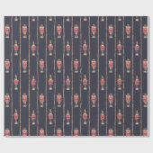 Dunkelblaue Nussknacker Retro-Weihnachtsmuster Geschenkpapier (Flach)