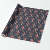 Dunkelblaue Nussknacker Retro-Weihnachtsmuster Geschenkpapier (Ungerollt)