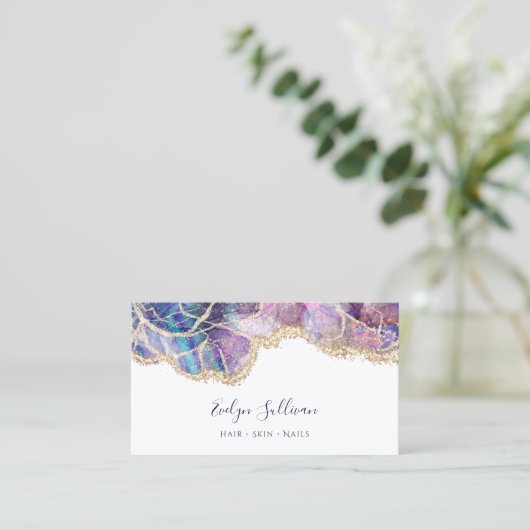 dunkelblaue Opal-Visitenkarte Visitenkarte (Stehend Vorderseite)