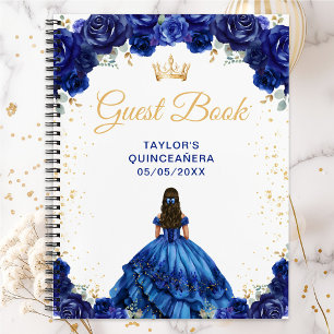 Dunkelblaue Prinzessin Quinceañera Gästebuch Notizblock