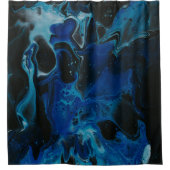 Dunkelblaue psychedelische Flüssigkeit Duschvorhang (Vorderseite)