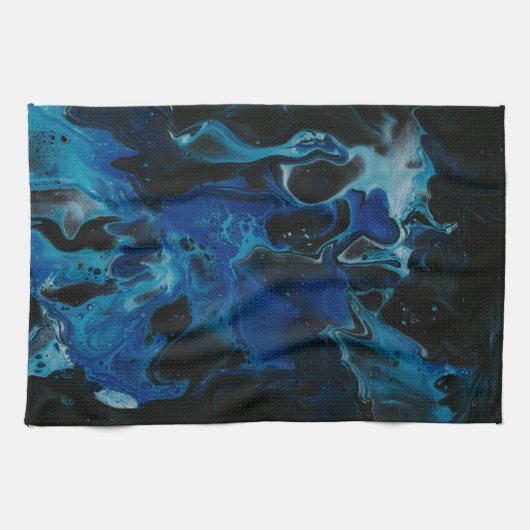 Dunkelblaue psychedelische Flüssigkeit Geschirrtuch (Horizontal)