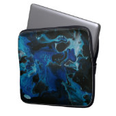 Dunkelblaue psychedelische Flüssigkeit Laptopschutzhülle (Vorderseite Links)