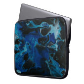 Dunkelblaue psychedelische Flüssigkeit Laptopschutzhülle (Vorderseite Links)