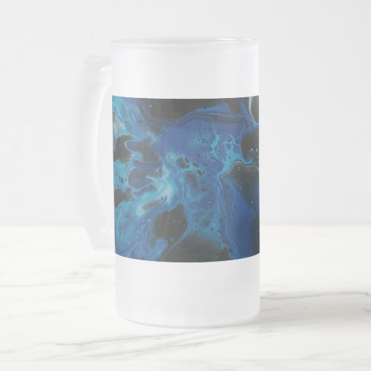 Dunkelblaue psychedelische Flüssigkeit Mattglas Bierglas (Vorderseite Links)