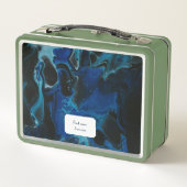 Dunkelblaue psychedelische Flüssigkeit Metall Brotdose (Rückseite)