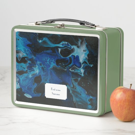 Dunkelblaue psychedelische Flüssigkeit Metall Brotdose (Beispiel)