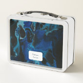 Dunkelblaue psychedelische Flüssigkeit Metall Brotdose (Rückseite)