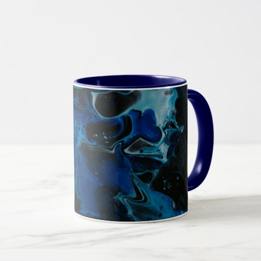 Dunkelblaue psychedelische Flüssigkeit Tasse (VorderseiteRechts)