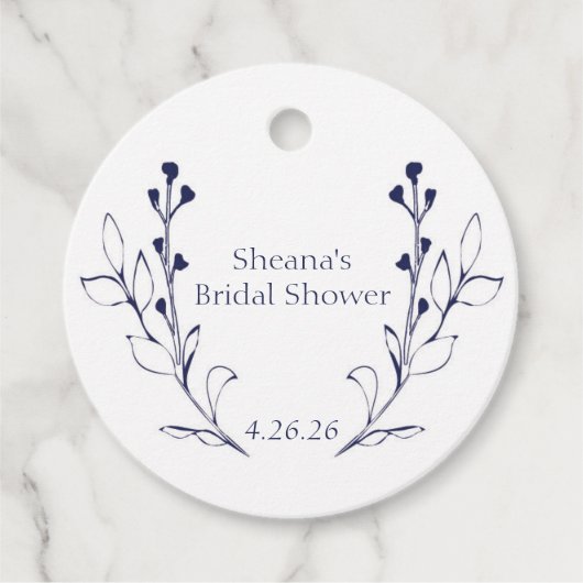 Dunkelblaue Reben und Blume Gefälligkeitstriche Geschenkanhänger (Vorderseite)