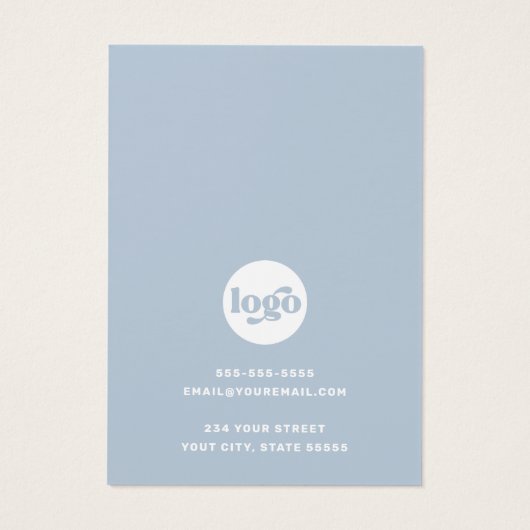 Dunkelblaue Retro-Schriftart-Logo Ohrwurfkarte (Rückseite)