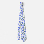 Dunkelblaue Rose Blumenmuster auf Weiß Krawatte (Rückseite)