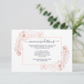 Dunkelblaue Rose Gold Floral Hochzeitsinformatione Begleitkarte (Stehend Vorderseite)