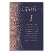Dunkelblaue Rose Gold Glitzer Hochzeit Tischnummer (Rückseite)