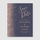 Dunkelblaue Rose Gold Glitzer Magnetic Save the Da Magnetkarte (Vorderseite)