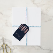 Dunkelblaue Rose Goldwald Waldbaumen Rustikal Geschenkanhänger (Mit Garn)