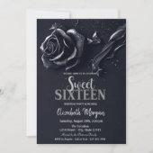 Dunkelblaue Rose Gothic Sweet 16 Einladung (Vorderseite)