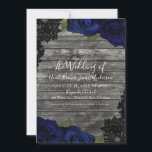 Dunkelblaue Rose Rustikales Holzschwarzwurzeln Hoc Einladung<br><div class="desc">Passen Sie Ihre woll-Möglichkeiten an.</div>