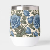 dunkelblaue Rose und grüne Blätter, (Rückseite)