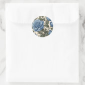 dunkelblaue Rose und grüne Blätter, Runder Aufkleber (Tasche)