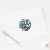 dunkelblaue Rose und grüne Blätter, Runder Aufkleber (Umschlag)