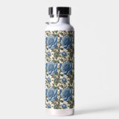 dunkelblaue Rose und grüne Blätter, Trinkflasche (Rechts)